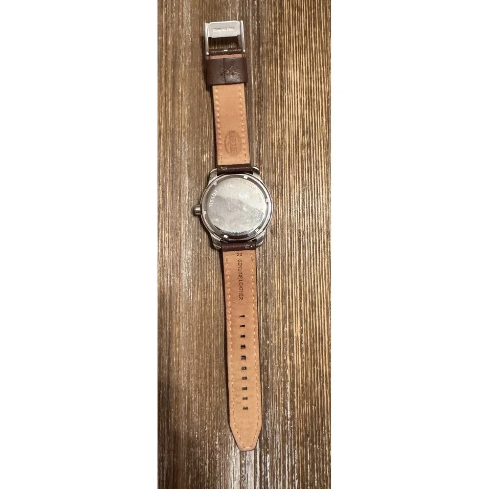 Fossil BQ1529‎ Watch Brown Leather Strap White Analog Dial Quartz NEW BATTERY